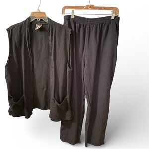 2 Piece Set of Sleeveless Tunic Vest and Matching Pants 100% Cotton Gauze Size L